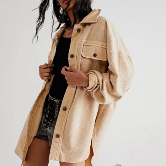 Free People Ruby Jacket in Mustard Seed. Oversized Shacket. Retail $128. SZ:M - Picture 3 of 8